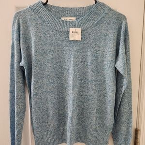 Club Monaco Womens Linen Boatneck Blue Sweater NWT